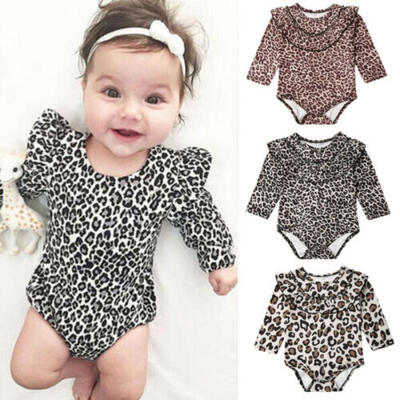

Newborn Baby Girl Clothes Leopard Long Sleeve Romper Jumpsuit Cotton Outfits