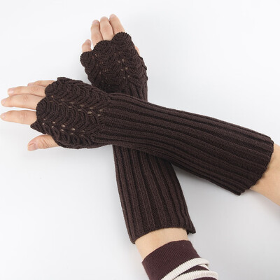 

31 Cm Women Winter Autumn Knitted Long Gloves Winter Arm Warmers Gloves Fingerless Long Mittens Flexible Bare Fingers Arm Sleeve