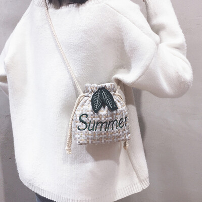 

Weaving small bag handbags new 2019 Korean version of the wild mini bucket bag casual embroidery shoulder Messenger bag tide