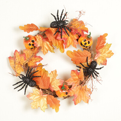 

〖Follure〗Halloween Pumpkin Berry Maple Leaf Fall Door Wreath Door Wall Ornament