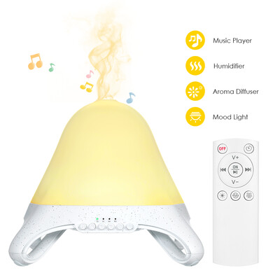 

White Noise Sound Machine Aroma Essential Oil Diffuser & Humidifier with 10 Natural Sounds Mood Light BT Speaker on Remote Control