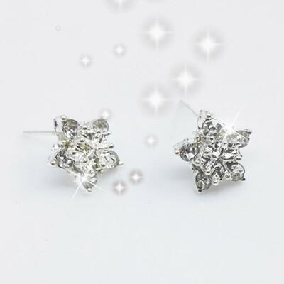 

2019 Ladies Cute Snow Snowflake Crystal Stud Earrings