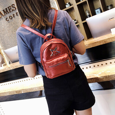 

Backpack womens Korean version of the new pu soft leather retro backpack 2018 wild simple casual college wind bag