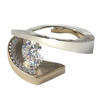 

Sterling Silver Ring Round Color Change Charming Diamond Jewelry Proposal Engagement Rings