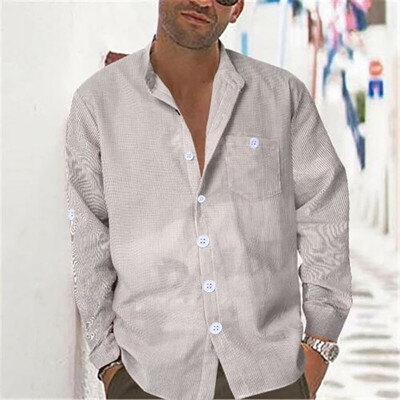 

Tailored Mens New Style Fashion Striped Printed Long Sleeve Shirt Comfortable Blouse