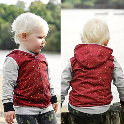

Toddler Kids Baby Boy Hooded Button Print Pullover Sweatshirt Tops Coat Clothes