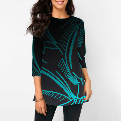 2019 Ladies Womans Fit Clothing Leopard Print Top 34 Sleeve UK Large Size