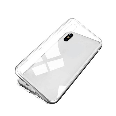

Magneto Magnetic Adsorption Case Clear Tempered Glass Red Clear i-phone XR