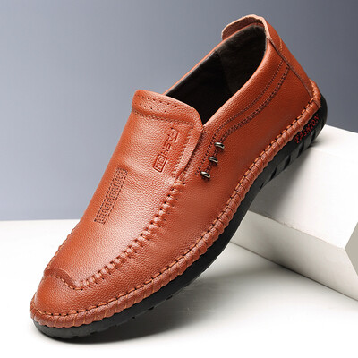 

2019 autumn&winter new mens shoes new British cowhide peas shoes set foot breathable a pedal leather casual shoes