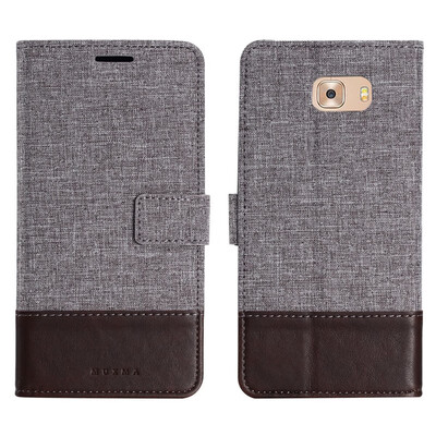 

Goowiiz Phone Case For Samsung Galaxy C5 ProC7 ProC9 ProJ7 Max Fashion Canvas Leather Wallet Full package flip Holder Stand