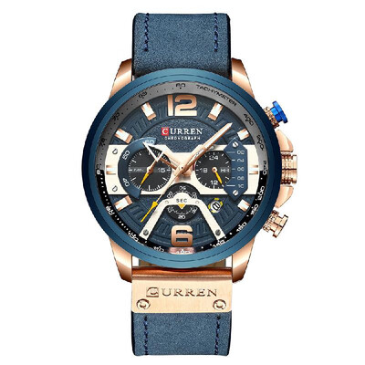 

CURREN 8329 Quartz Watch Business Men Simple Sport Wristwatch Three Sub-Dials Calendar Second Minute 24 Hour Display 3ATM Waterpro