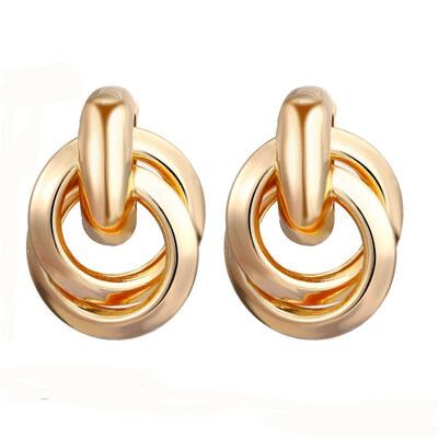 

Minimalist Polycyclic Splicing Metal Earrings for Women Europe&America Vintage Round Tube Charm Stud Earring Party Jewelry