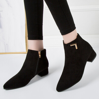 

Rose Womens Fashion Leisure Solid Pointed Toe Med Heels Ankle Boots Shoes