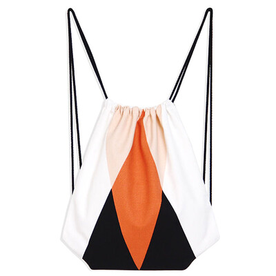 

Hot Cotton Canvas Drawstring Travel Backpack Student Book Bag Print Double triangle