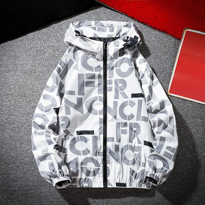 

Men Printed Windbreaker Hoodie Hooded Sweatshirt Zipper Jacket Coat Outwear Tops