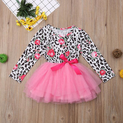 

Floral Toddler Kids Baby Girl Dress Party Lace Tutu Dresses 1-6Y