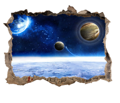 

Cosmic Planet Blue Waterproof Starry Background 3D Window Sticker 4 Styles Reusable HalloweenChristmas Decoration Stickers