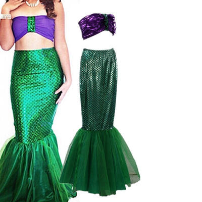 

Women Fancy Dress Mermaid Bra Scal Tail Skirt Costume Party Masquerade A