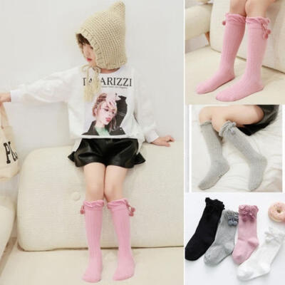 

Kids Baby Girl Knee High Long Tight Socks Bow Cotton Soft Warm Stockings