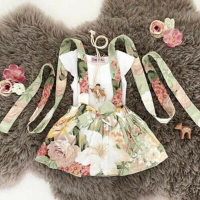 

Toddler Kids Baby Girls Tops T-Shirt Suspender Skirt Dress 2Pcs Outfits Clothes