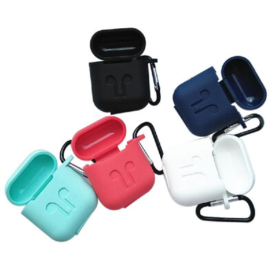 

4in1 Silicone Case Cover Earphones Pouch Anti-lost Wireless Earphone Case for AirPods Carabiner Cover