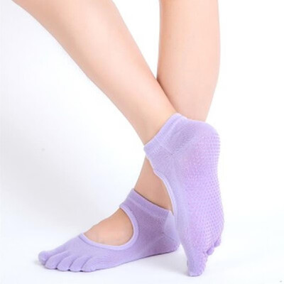 

Women Yoga Socks Anti-slip Five Fingers Backless Silicone Non-slip 5 Toe Socks Ballet Gym Fitness Sports Cotton Socks