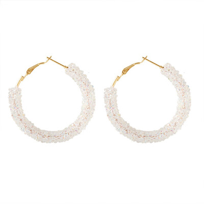 

EK711 New Brand Fashion Charm Austrian Crystal Hoop Earrings Rhinestone Shiny Circle Earrings Big Brincos Bohemian Jewelry Women