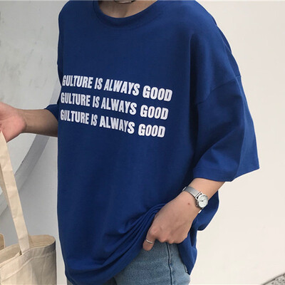 

Womens Round Neck Letter Print Short Sleeve T-Shirt