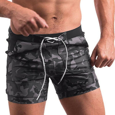 

Men Camo Swim Shorts Swimwear Swimming Trunk Underwear Running Boxer Brief Pants