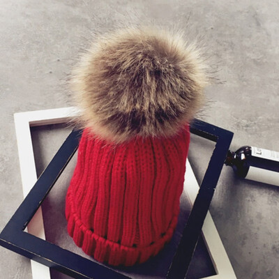 

Mother & Child Baby Warm Winter Knit Beanie Fur Pom Hat Crochet Ski Cap