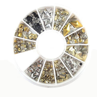 

Greensen Nail Art Decoration DIY 6cm Drill Box Metal Rivet Copper Plate Paillette Sequins Manicure Charm