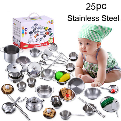 

25Pcs1Set Kids Play House Kitchen Toys Cookware Cooking Utensils Pots Pans Gift