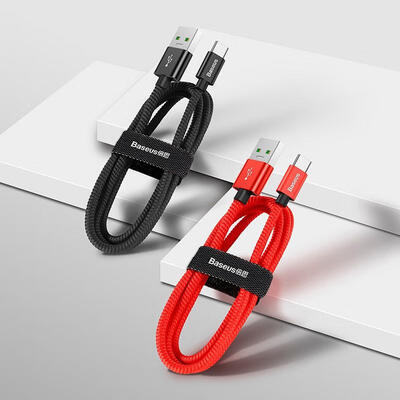 

Baseus USB Type C Cable 5A 1m Bylon Braided Quick Charging Data Sync Charger Cord for Huawei P20 OPPO Find X Galaxy S10
