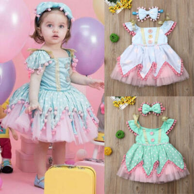 

USA Canis Newborn Baby Girl Princess Dress Lace Party Birthday Pageant Sundress