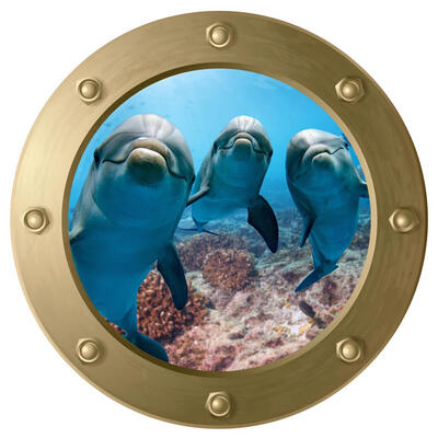 

Waterproof Cute Cartoon Submarine Windows Paste Creative Vivid Wall Sticker
