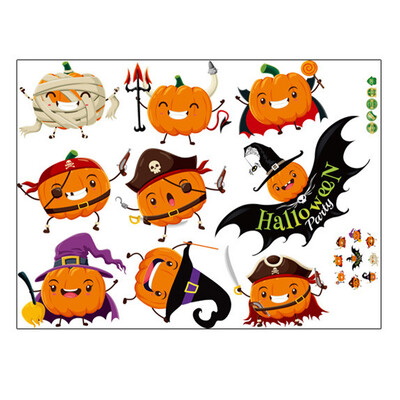 

Halloween DIY 18242335 inch Home Decor Wall Sticker Cute Witch Pumpkin Grim Reaper Sticker for Bar Market Shop Decorations