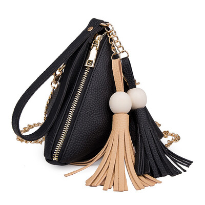 

Trendy Small Purse Fringe Bag Ladies Wallet Triple-cornered Womens Clutches Casual PU leather Shoulder Bags Hand bag