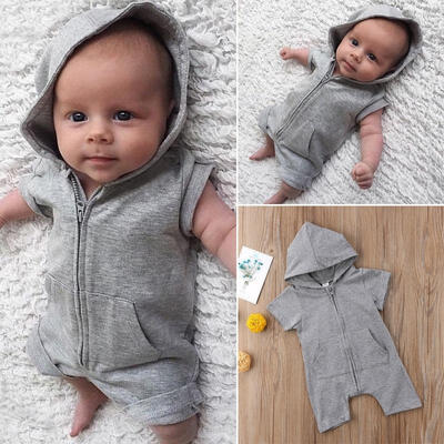 

Cotton Newborn Toddler Baby Boy Hooded Romper Jumpsuit Bodysuit Clothes Outfit