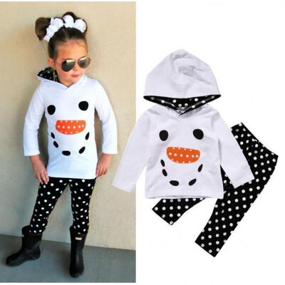 

2PCS Snowman Girls Kids Toddler Hoodie Tops Skiny Pants Outfits Set Clothes 1-6T