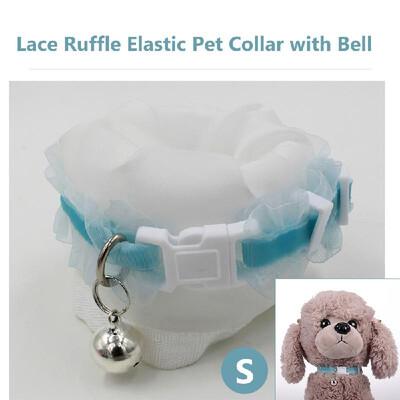 

Pet Collar Lace Ruffle Elastic Collar with Bell Adjustable Cat Collar Soft Fabric Neck Strap with Bell for Dog Puppy Cat Kitty