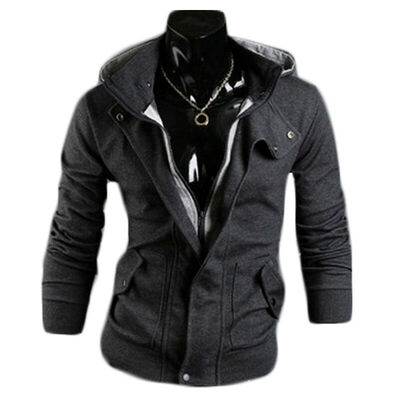 

SUNSIOM Korean Style Men Zipper Hoodie Hooded Cardigan Coat Jacket Outwear Top Fashion