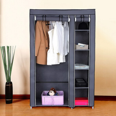 

67" Portable Clothes Closet Wardrobe with Non-woven Fabric&Hanging Rod