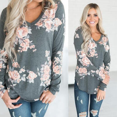 Fashion Women Autumn Loose Top Long Sleeve Blouse Ladies Casual Tops T-Shirt