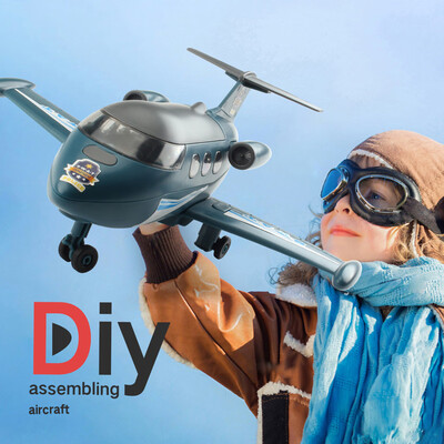 DIY Assembled Glider Aircraft Fighter Plane With Engine Sounds LED Lights Toys