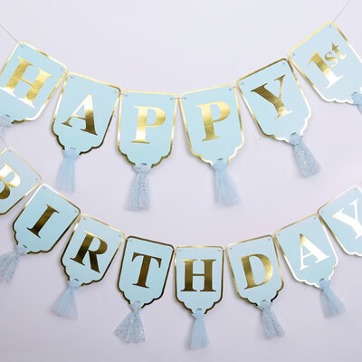 

FUNNYBUNNY Happy Birthday Paper Flags Garland Floral Bunting Banners Letter Garlands Baby Boy&Girl Kids Birthday Party Decorations