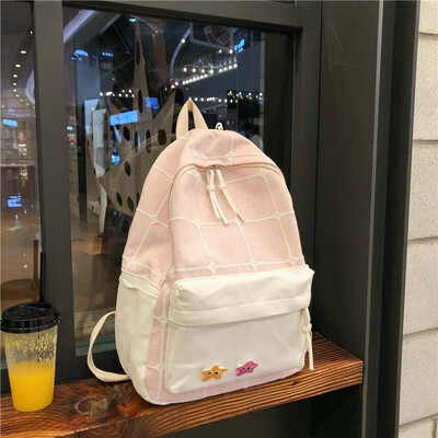 

BF antique girl schoolbag simple handbag Korean version of high school Shoulder Bag Canvas college students ins wind Backpack