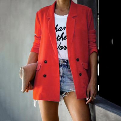 

Tailored Womens Casual Ruched Long Sleeve Button Open Front Fit Office Jacket Blazers