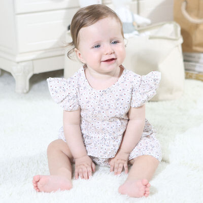 

Baby Girls Suit Summer Floral Clothing Children Short Coat Wrinkled Shorts Two-piece Girls Sets