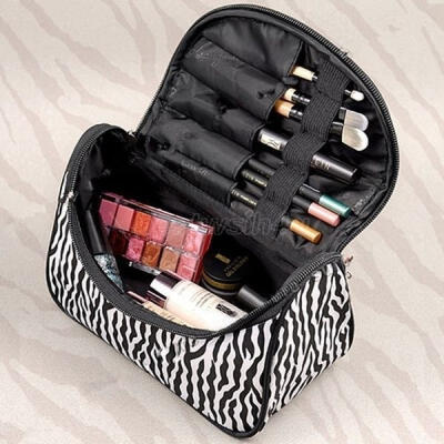 

Women Lady Makeup Cosmetic Case Toiletry Bag Zebra Travel Handbag Organizer NS