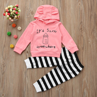 

Newborn Infant Baby Letter Bottle Print Hoodie TopsPants Outfits Clothes Set